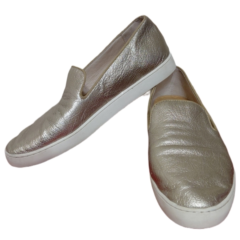Birdies The Swift Gold Leather Flats Women's Slip On Sneaker Size 7.5
